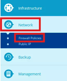 Firewall policy menu in the IONOS Cloud Panel Image: Firewall policy menu in the IONOS Cloud Panel