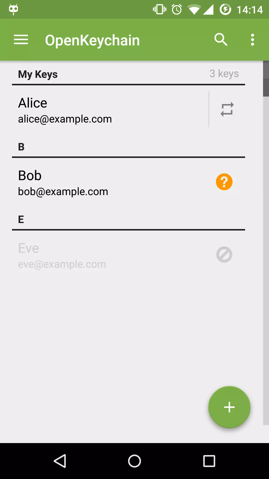 OpenKeychain user interface Image: OpenKeychain user interface