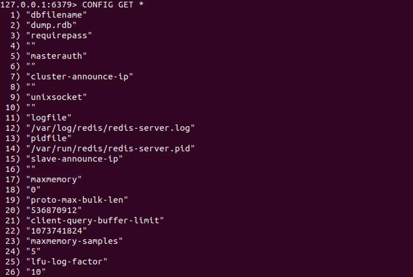 Image: Excerpt from the Redis configuration file