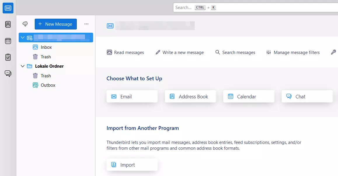 Start page of Mozilla Thunderbird Image: Start page of Mozilla Thunderbird