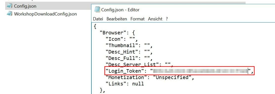 Image: Config.json in the Unturned server directory