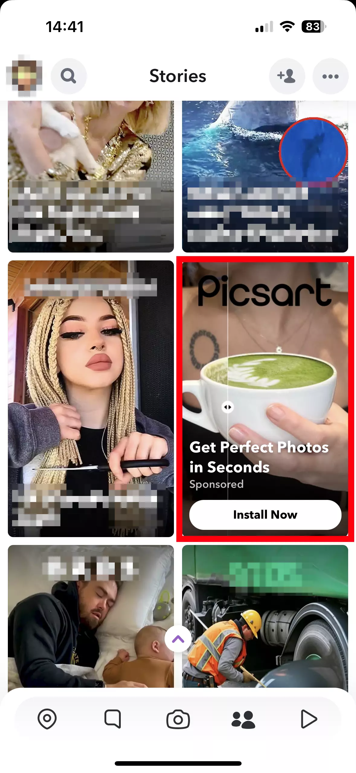 Screenshot of a Story Ad on Snapchat Image: Screenshot of a Story Ad on Snapchat
