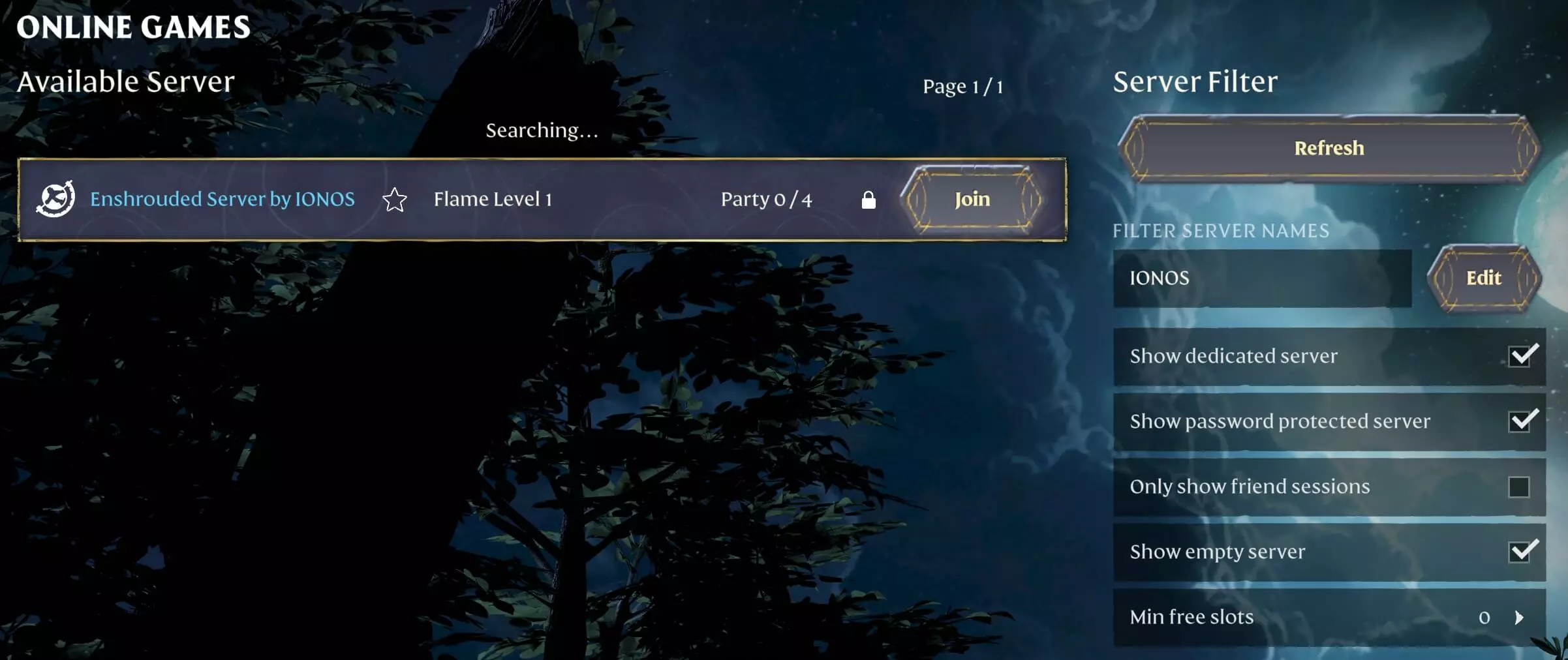 Enshrouded: Page showing the list of available servers Image: Enshrouded: Page showing the list of available servers